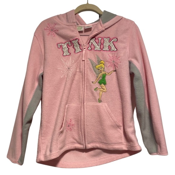 Disney Tops - Tinkerbell princess zip up hoodie, pink and gray sweater with Disney tinkerbell